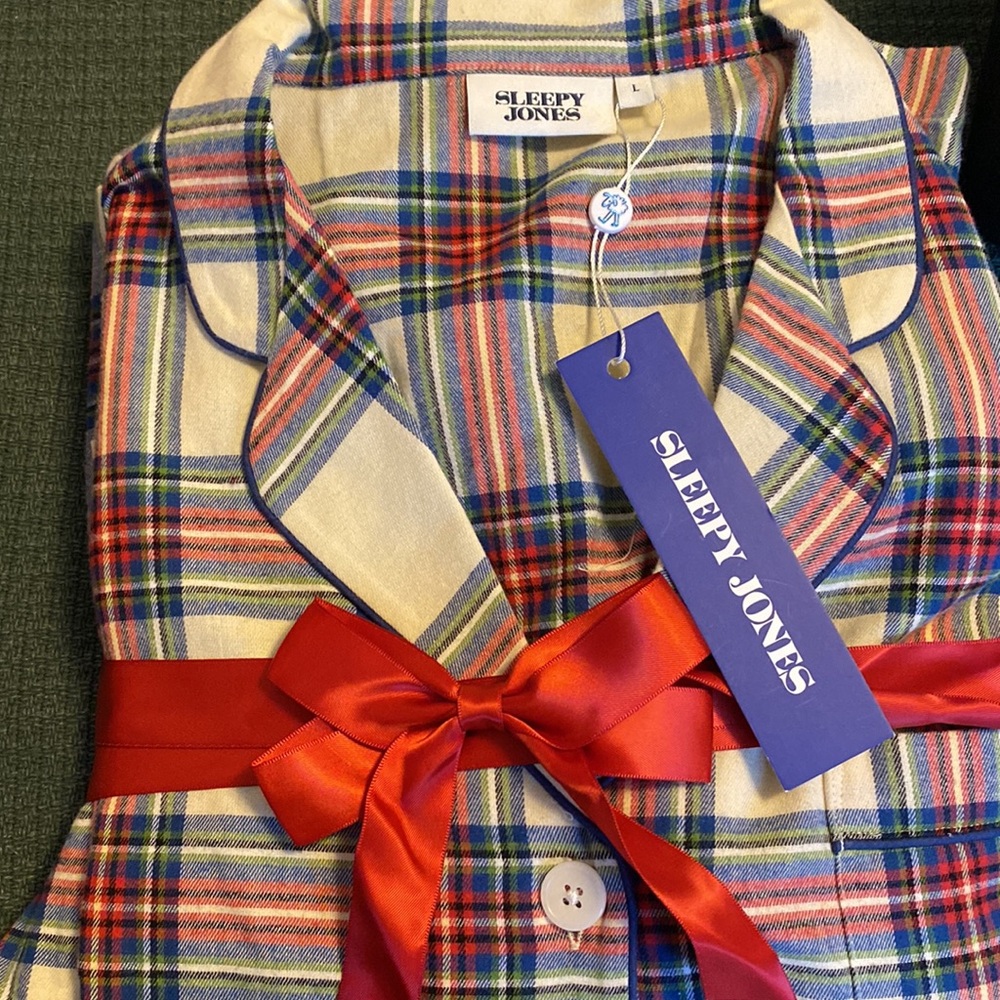 SLEEPY JONES MARINA Plaid Pajama SET. NWT